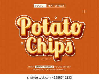 potato chips editable text, font effect, 3d text for title