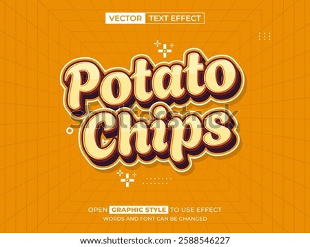 potato chips editable text, font effect, 3d text for title
