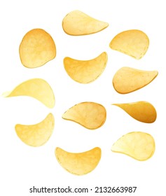 Potato chips. Fast-food. Isolated on white background. Eps10 vector illustration.