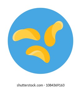 Potato chips flat icon isolated on blue background. Simple chips in flat style, vector illustration. Snack for beer. Can be used in banners, posters, restaurant and pub menu.