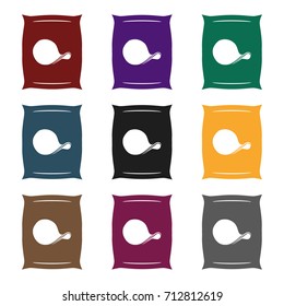 Potato chips icon in black style isolated on white background. Pub symbol stock vector illustration.