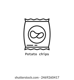 Potato chips icon, linear sign isolated on white background - vector illustration