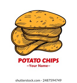 Potato chips icon logo vector illustration.