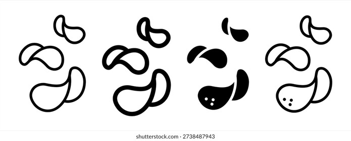 Potato chips icon set, Linear style sign for mobile concept and web design, vector 10 eps.
