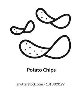 Potato chips icon. Stroke outline style. Line vector. Isolate on white background.