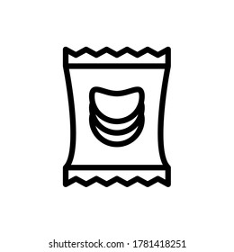 estilo de contorno de ilustración del vector de icono de papa chips. conjunto de iconos de alimentos.