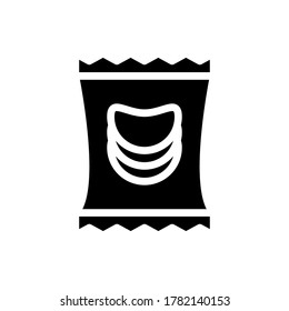 Kartoffelchips Symbol Vektorgrafik Glyph Stil. Essenssymbol eingestellt.