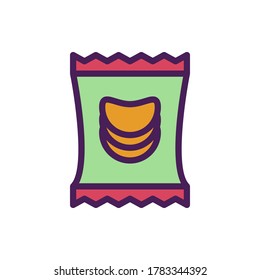 potato chips icon vector illustration filled outline style. food icon set.