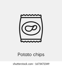 potato chips icon vector. Linear style sign for mobile concept and web design. chips symbol illustration. Pixel vector graphics - Vector.