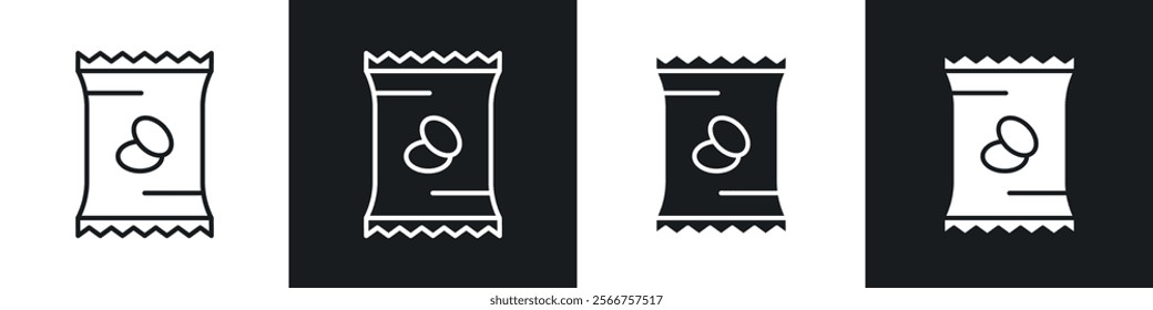 Potato chips icons in Thin line black color. flat simple vector symbols illustration.