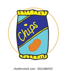 Potato Chips Illustration Orange Circle On Stock Vector (Royalty Free ...