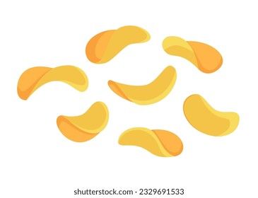 Potato chips. Isolated chips for advertising, package or promo ads, delicious food, ripple meal