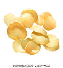 Potato Chips Isolated Detailed Hand Drawn Painting Illustration