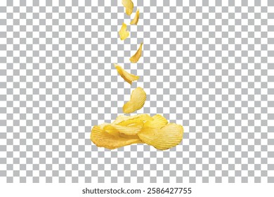 Potato chips isolated on transparent background
