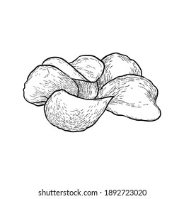 Patatas fritas aisladas sobre fondo blanco. Ilustración vectorial dibujada a mano.