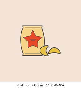 Potato chips line icon. Element of fast food icon for mobile concept and web apps. Field outline Potato chips line icon can be used for web and mobile