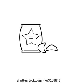 Potato chips line icon on white background