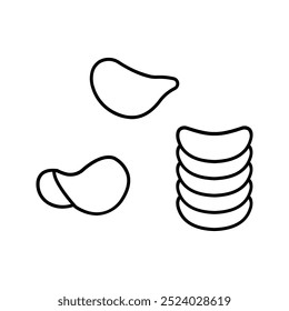 Potato chips line icon. Salty snacks vector symbol color editable