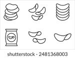 Potato chips line icon set. Salty snacks vector symbol. vector illustration on white background