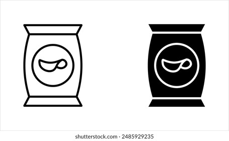 Potato chips line icon set. Salty snacks vector symbol. vector illustration on white background