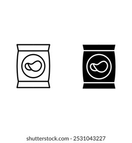 Potato chips line icon set. Salty snacks vector symbol color editable