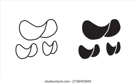 Conjunto de ícones de linha de batatas fritas. Símbolo vetorial de snacks salgados. ilustração vetorial no fundo branco