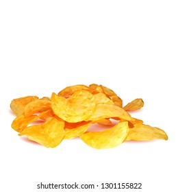 Potato chips low poly. Fresh, nutritious, tasty chips. Delicious and healthy lunch. Chips in triangulation technique. 
