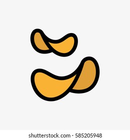 Potato Chips Minimal Color Flat Line Stroke Icon Pictogram Symbol Illustration