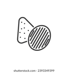 Potato chips and nachos line icon. linear style sign for mobile concept and web design. Nachos and chips snack outline vector icon. Symbol, logo illustration. Vector graphics