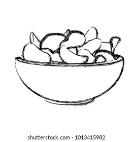 Potato chips on bowl