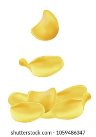 Potato chips on white background, vector