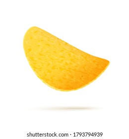 Potato chips on white background, fast food, vector snack.