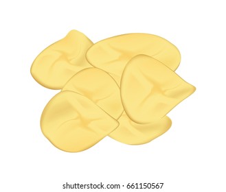 Potato chips on white background
