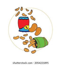 gesunde Snackgrafik auf weißem Hintergrund. Essenssymbol. handgezeichnete Vektorgrafik. 