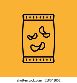 Potato Chips Pack Minimalistic Flat Line Outline Stroke Icon Pictogram Symbol