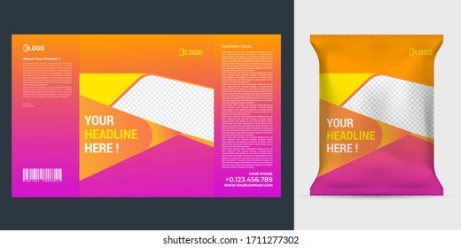 Potato chips package design, foil bags isolated on white background in 3d illustration