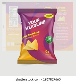 Potato chips package design, foil bags with the original file in 3d illustration.  Chip's packaging ideas | chip packaging, packaging, chips.