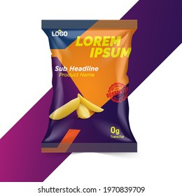 Potato chips package design, foil bags with the original file in 3d illustration.  Chip's packaging ideas | chip packaging, packaging, chips.