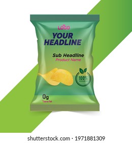 Potato chips package design, foil bags with the original file in 3d illustration.  Chip's packaging ideas | chip packaging, packaging, chips.