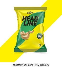 Potato chips package design, foil bags with the original file in 3d illustration.  Chip's packaging ideas | chip packaging, packaging, chips.