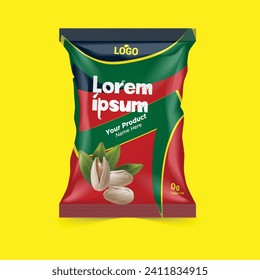 Potato chips package design, foil bags isolated on white background in 3d illustration