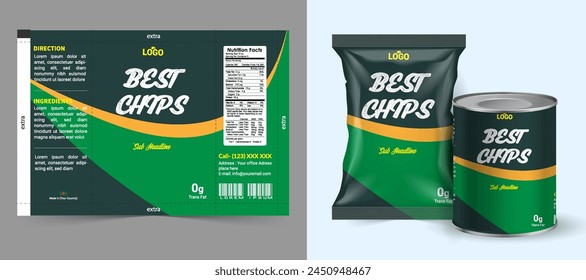 Potato chips package design, foil bags with the original file in 3d illustration. Chip's packaging ideas | chip packaging, packaging vector, eps