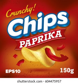 Potato Chips. Package design. Logo design. Paprika taste