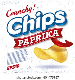 Potato Chips. Package design. Logo design. Paprika taste