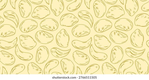 potato chips pattern. doodle potato chips pattern background. potato chips seamless pattern background. unhealthy snacks chips pattern.