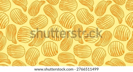 potato chips pattern. doodle potato chips pattern background. potato chips seamless pattern background. unhealthy snacks chips pattern.