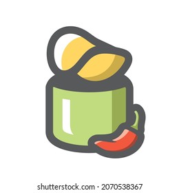 Potato chips Pepper flavor Vector icon Cartoon illustration.