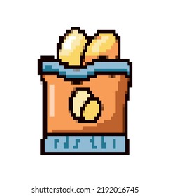 potato chips pixel art icon isolated