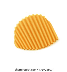 Potato chips ribbed, on white background. Vector