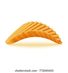 Potato chips ribbed, on white background. Vector